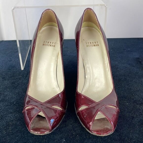Stuart Weitzman Burgundy Patent Wedges - Picture 5 of 7